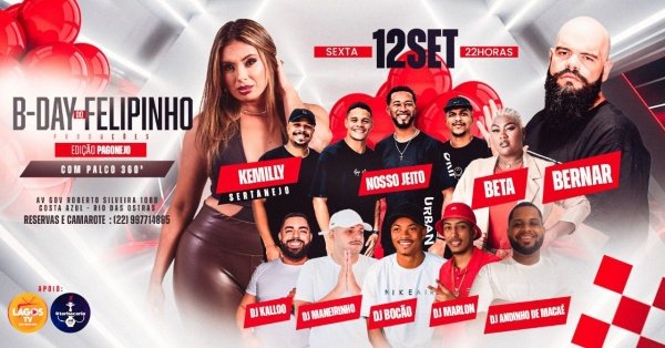 B Day do Felipinho 12SET SEX Tô no Trabalho em Rio das Ostras