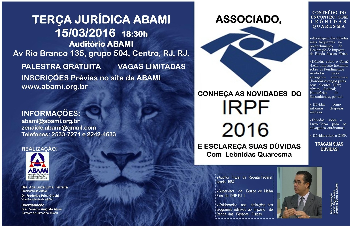 Terças Jurídicas ABAMI - Conheça as Novidades do IRPF 2016 em Rio de ...