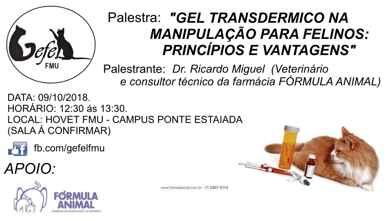 Gel transdermico na manipulação para felinos princípios e vantagens. Sympla Gel transdermico na manipulação para felinos princípios e vantagens. Sympla