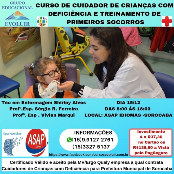 CURSO DE CUIDADOR DE CRIANÇAS COM DEFICIÊNCIA E TREINAMENTO DE ...