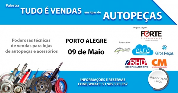 PALESTRA TUDO É VENDAS EM LOJAS DE AUTOPEÇAS em Porto Alegre - Sympla