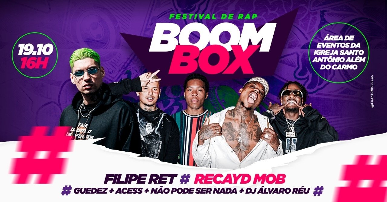 Rap Box BOOM BOX - FESTIVAL DE RAP - FILIPE RET - RECAYD MOB em Salvador - Sympla
