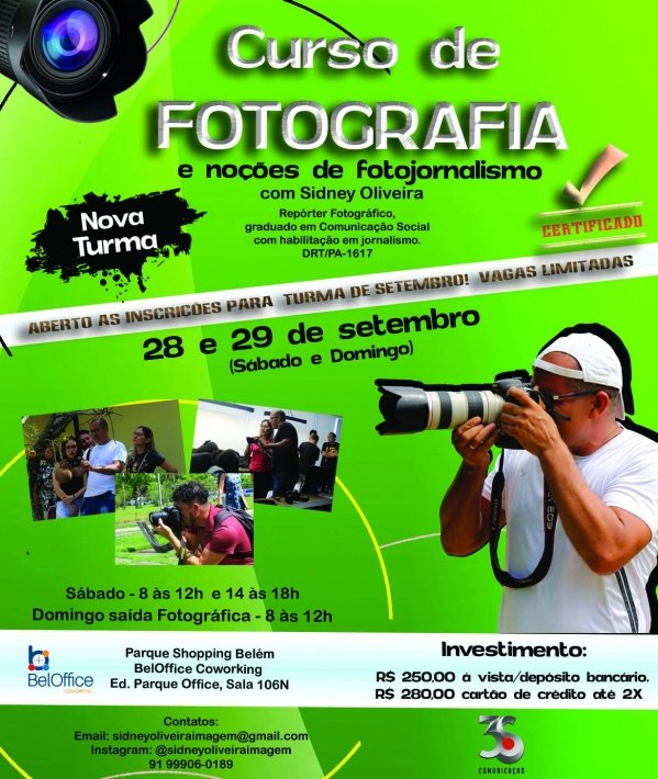 Curso de Fotografia e Noções de FotoJornalismo T-4/2019 em Belém - Sympla
