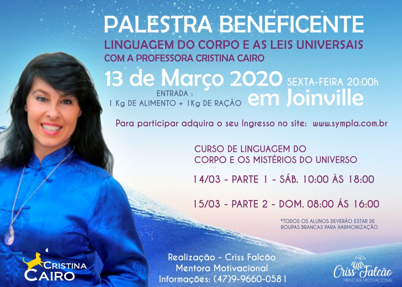 Cristina Cairo em Joinville Março 2020 Sympla Cristina Cairo em Joinville Março 2020 Sympla