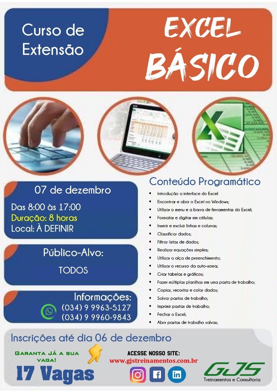 Curso EXCEL / BÁSICO / UBERABA / LOCAL: FAZU em Uberaba - Sympla