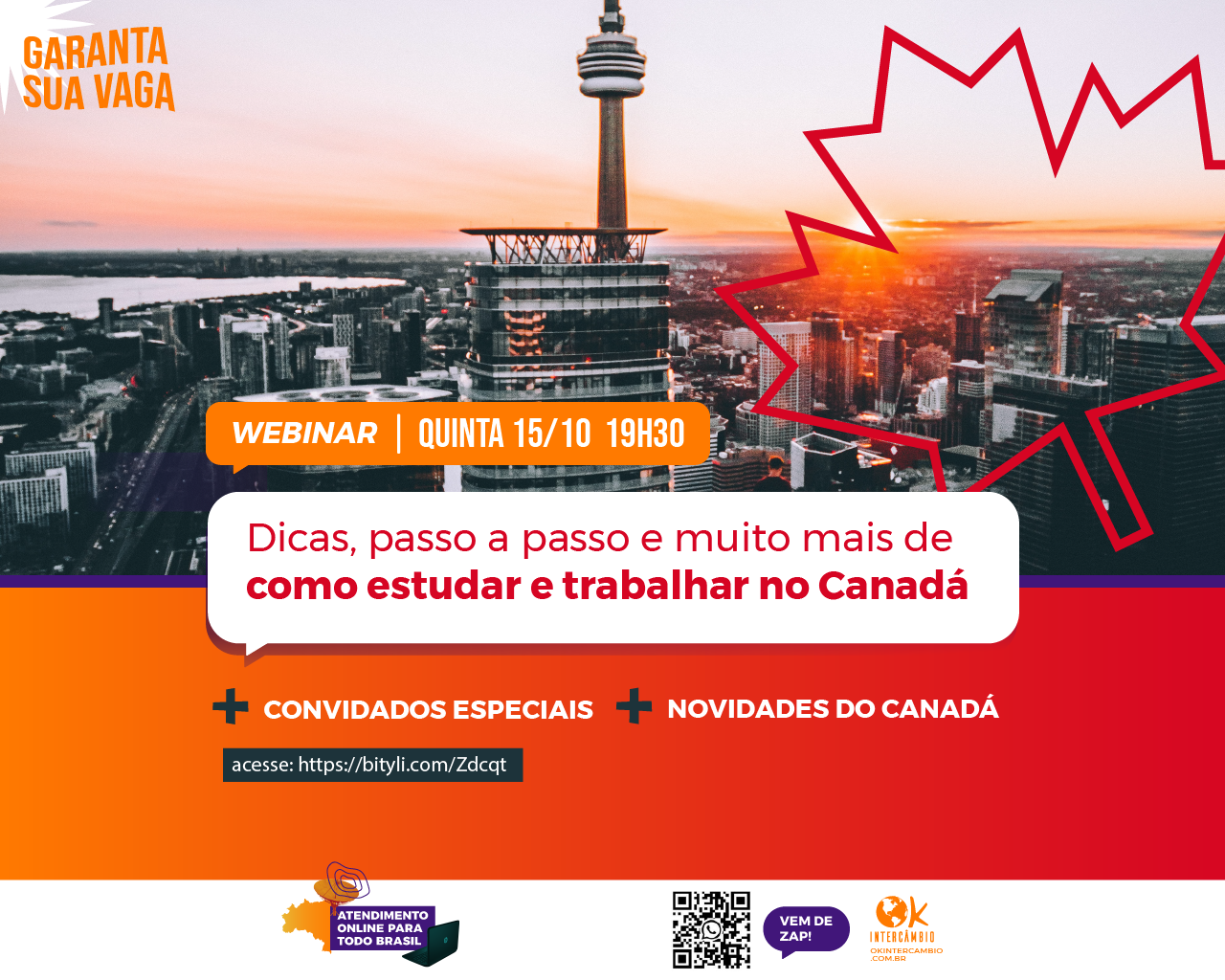 Webinar gratuito sobre Estudo e Trabalho no Canadá Sympla