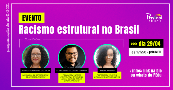Evento: O racismo estrutural no Brasil - online - Sympla