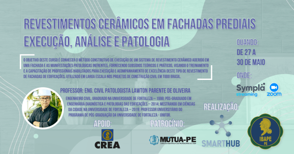 Imagem do evento Curso de Revestimentos cerâmicos em Fachadas Prediais - Execução, Análise e Patologia