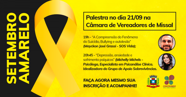 PROGRAMAÇÃO SETEMBRO AMARELO - PALESTRAS #1 - online - Sympla