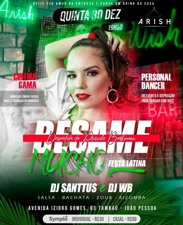 BÉSAME MUCHO Festa Latina em João Pessoa 2024 Sympla