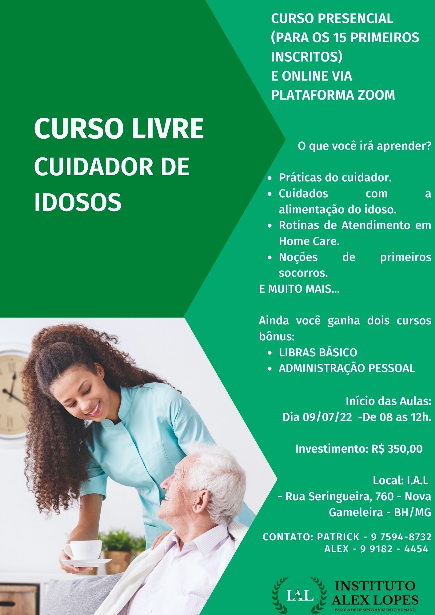 CURSO CUIDADOR DE IDOSOS - PRESENCIAL E ONLINE (HÍBRIDO) - online - Sympla