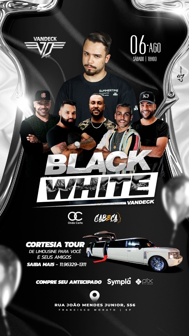 BLACK WHITE VANDECK em Francisco Morato - Sympla