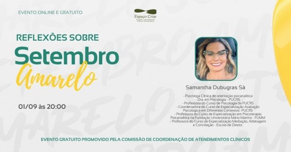 Reflexões sobre Setembro amarelo - online - Sympla