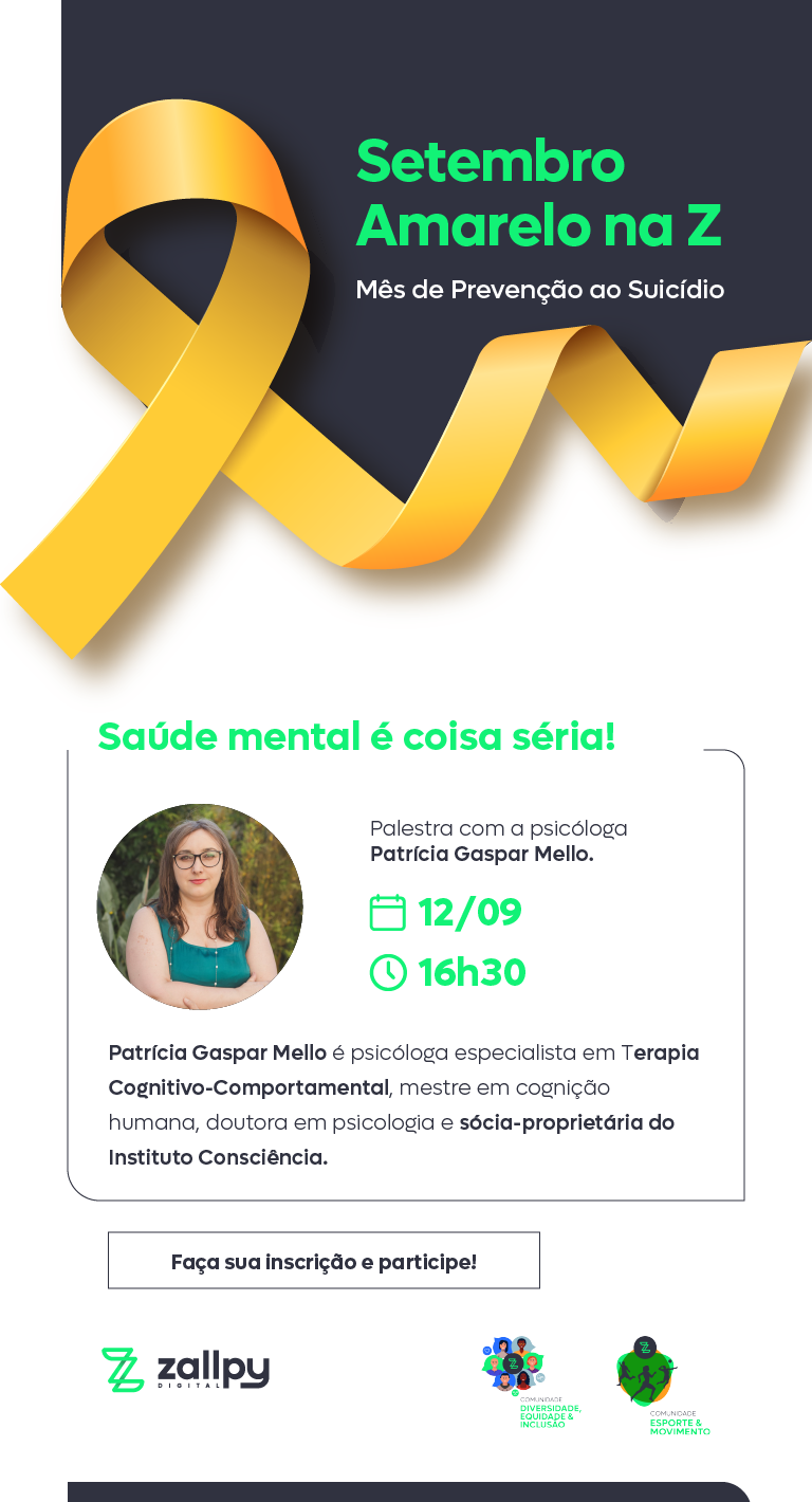 :: Setembro Amarelo na Z: Saúde mental é coisa séria! :: - online - Sympla