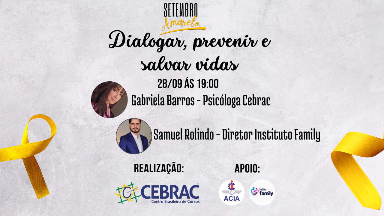 Dialogar, Prevenir e Salvar Vidas - Setembro amarelo - online - Sympla