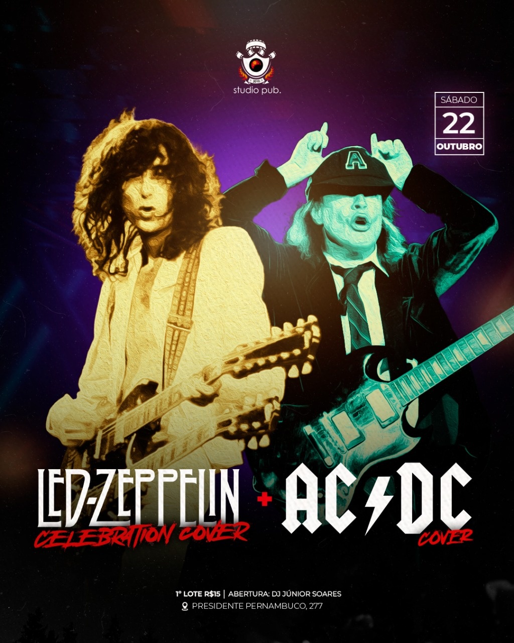 AC/DC COVER + LED ZEPELLIN COVER @Studio Pub 22/10 em Belém - Sympla