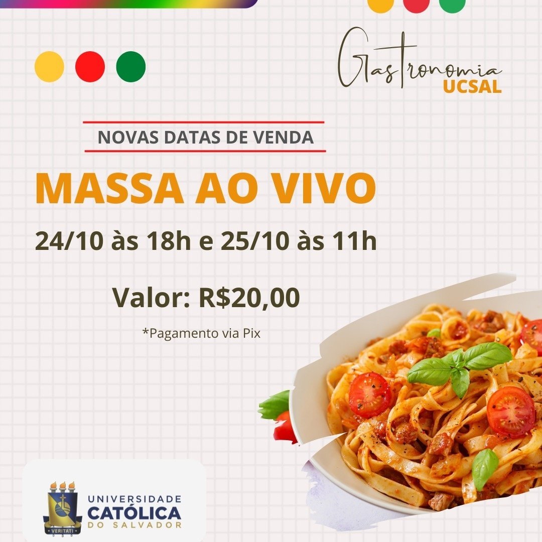Massa ao Vivo- Curso de Gastronomia em Salvador - Sympla
