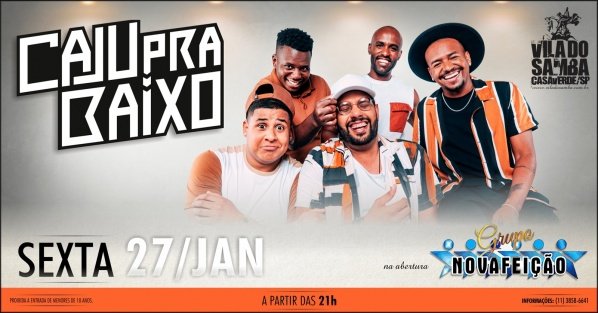 CAJU PRA BAIXO E GRUPO NOVA FEIÇÃO NA VILA DO SAMBA em São Paulo Sympla