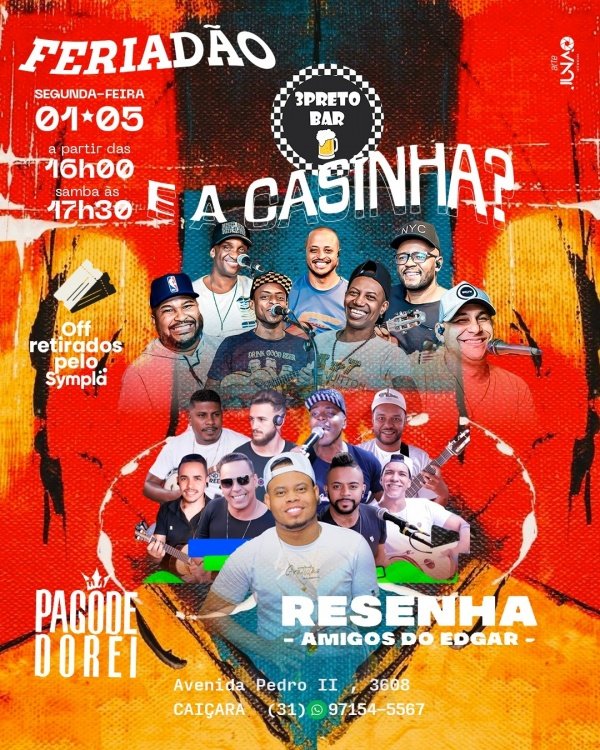 Resenha do Edgar e Pagode do Rei em Belo Horizonte Sympla