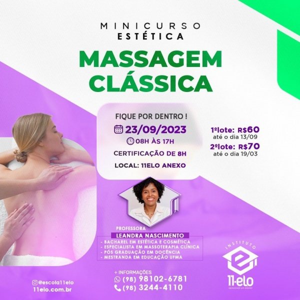 Minicurso massagem clássica em São Luís - Sympla