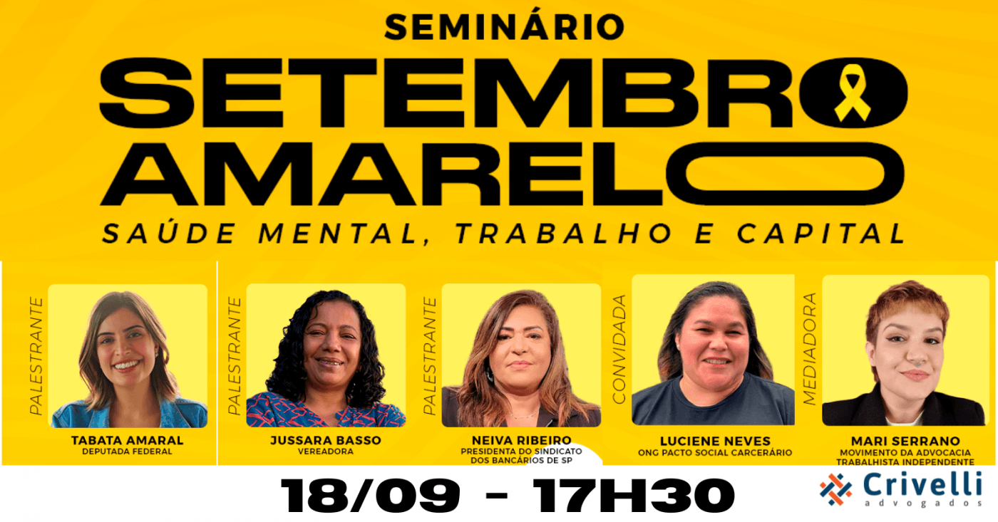 Seminário: Setembro Amarelo - Saúde mental, trabalho e capital em São ...