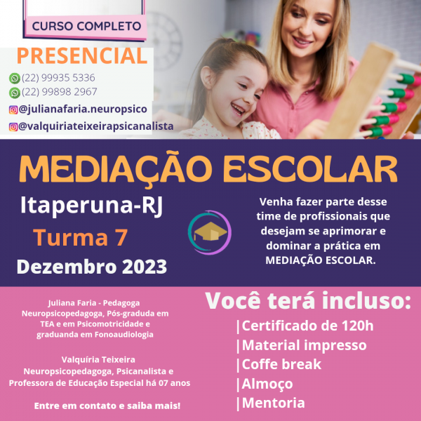 CURSO DE MEDIAÇÃO ESCOLAR TURMA 7 ItaperunaRJ em Itaperuna Sympla