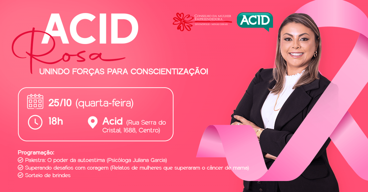 Acid Rosa - Unindo forças para conscientização! em Divinópolis - Sympla