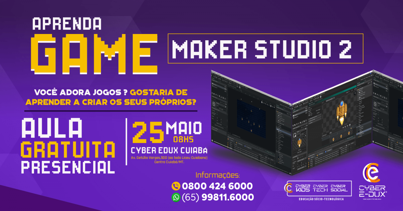 Aula gratuita de Game Maker Studio 2 - Presencial - Produza seu próprio ...