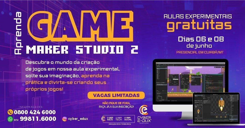 Aula gratuita de Game Maker Studio 2 - Presencial - Produza seu próprio ...