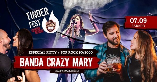 Tinder Fest c/ Banda Crazy Mary - Especial Pitty + Pop Rock em Rio de ...