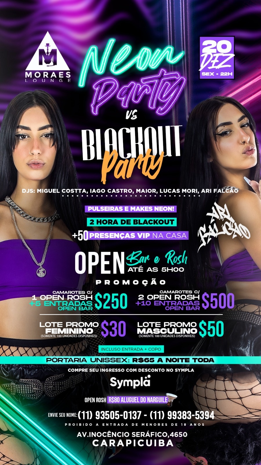 NEON vs BLACKOUT - ARI FALCÃO | MEGA OPEN BAR | BEER BONG | BEER PONG |  ARCADES FREE em Carapicuíba - Sympla