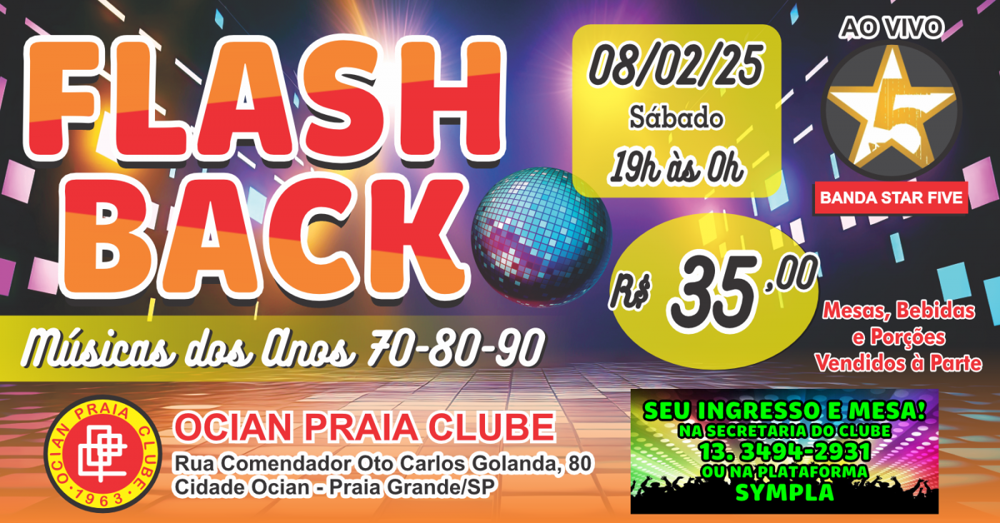Flash Back BAILE FLASH BACK ANOS 70 80 E 90 (BANDA AO VIVO) . em Praia Grande - Sympla
