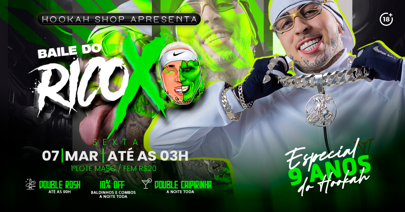 High Life Ricox ESPECIAL 9 ANOS DA HOOKAH COM DJ RICOX em Cristalina - Sympla