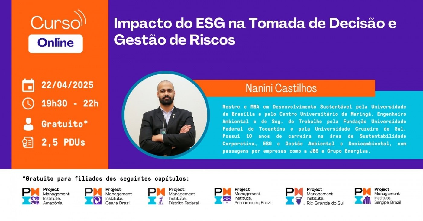 Curso Online | Impacto do ESG na Tomada de Decisão e Gestão de Riscos ...