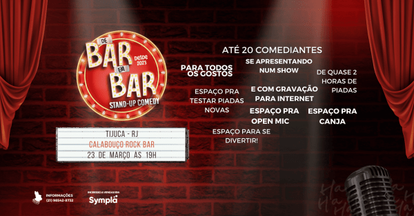De Bar em Bar stand-up comedy na Tijuca (Calabouço Rock Bar) [23/03]
