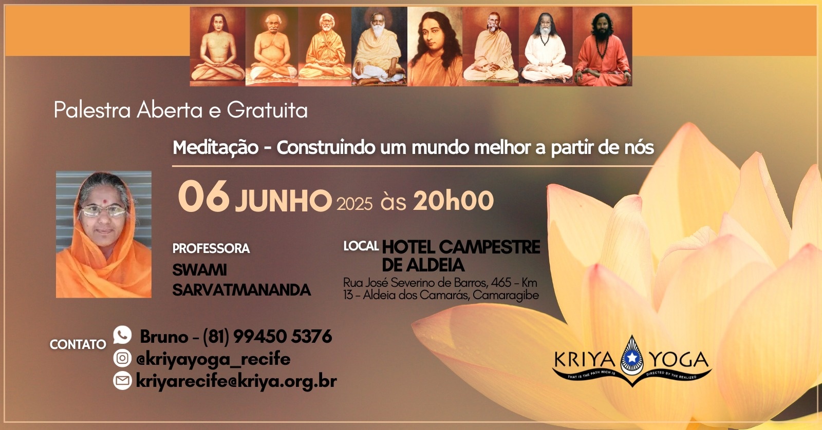 Palestra Gratuita sobre a Meditação Kriya Yoga em Recife  PE em Camaragibe  - Sympla