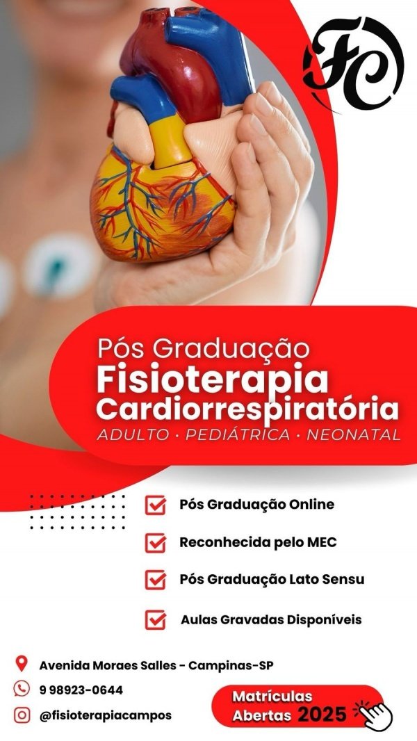 Imagem do evento Pós Graduação em Fisioterapia Cardiorrespiratória Adulto, Pediátrica e Neonatal