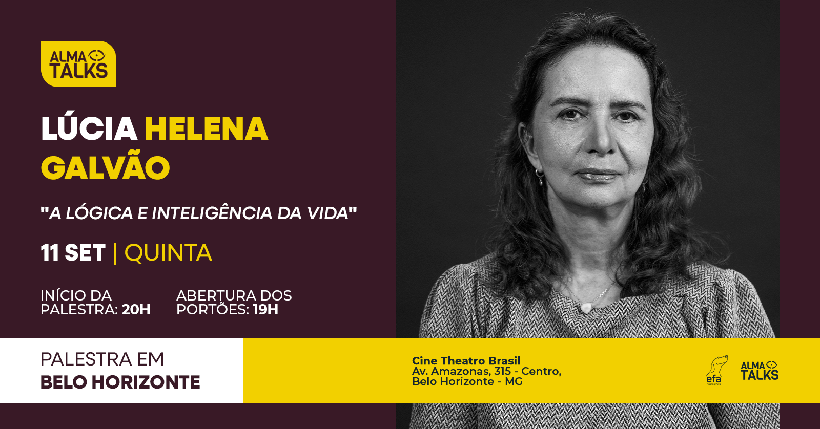 Lúcia Helena Galvão em Belo Horizonte - Palestra "A Lógica e a Inteligência da Vida"