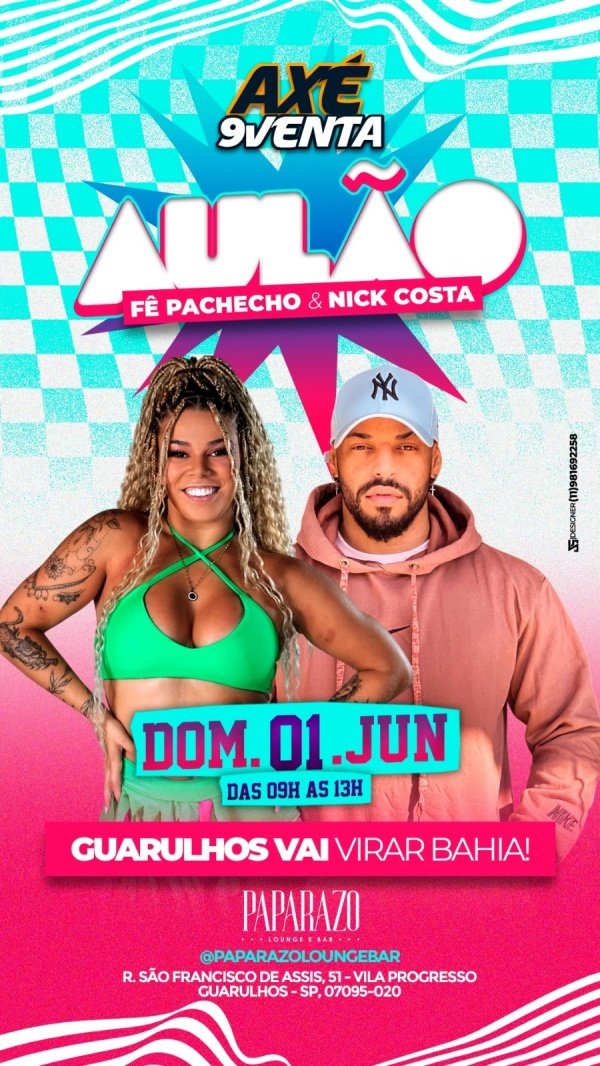 Banner Aulão com Fê Pacheco e Nick Costa