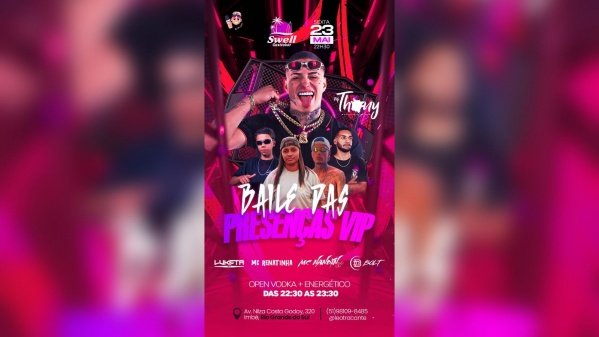 Banner Baile das presença VIP - MC Thony no Swell