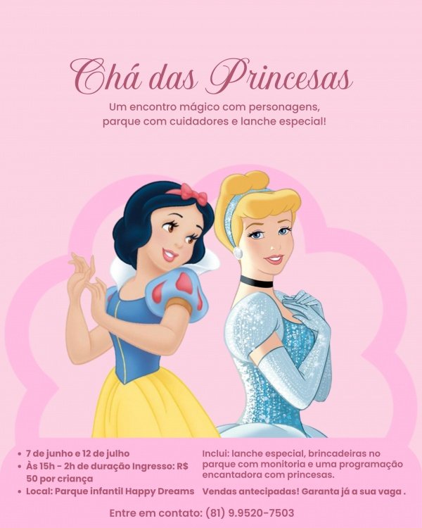 Banner Chá das Princesas da Happy Dreams