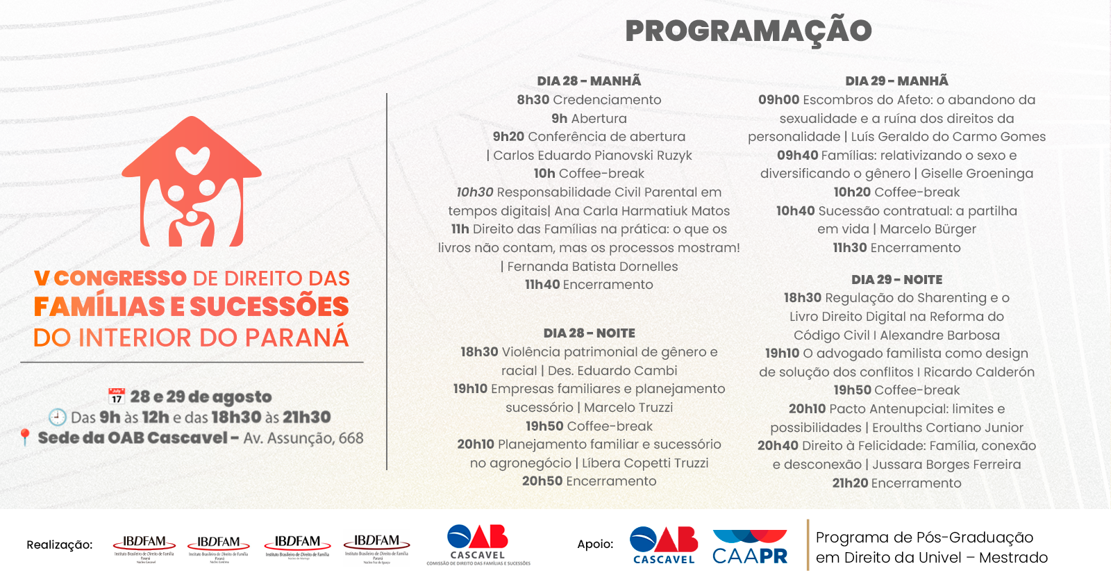 V Congresso de Direito das Famílias e Sucessões do Interior do Paraná
