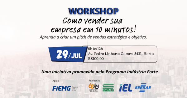 Banner Workshop - Como vender sua empresa em 10 minutos!
