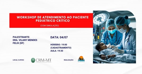 Banner Workshop de Atendimento ao Paciente Pediátrico Crítico (com simulação)