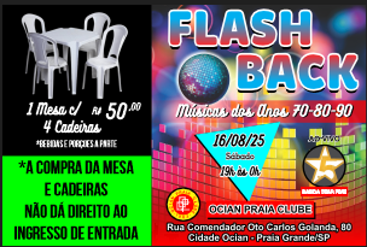 Flash Back BAILE FLASH BACK ANOS 70 80 E 90 (BANDA AO VIVO) em Praia Grande - Sympla