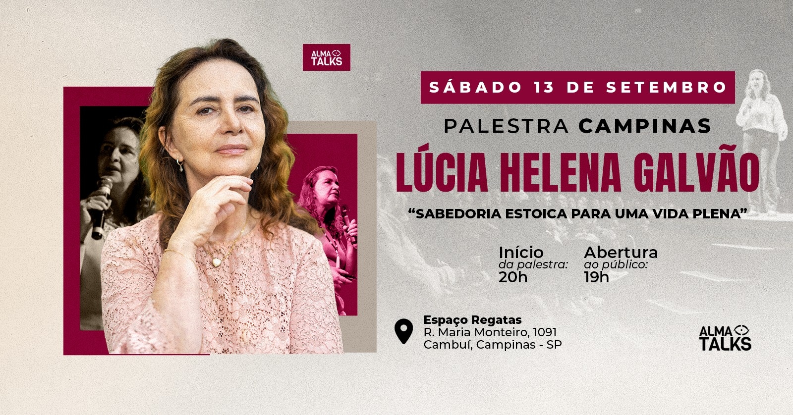 Lúcia Helena Galvão em Campinas - Palestra "Sabedoria Estoica para uma Vida Plena"