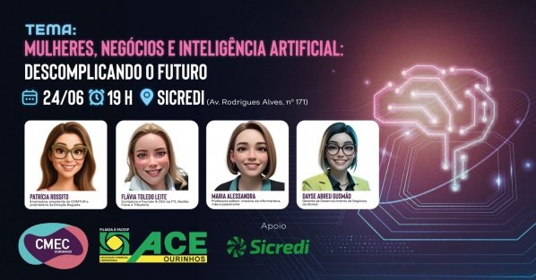 Banner MULHERES, NEGOCIOS E INTELIGENCIA ARTIFICIAL