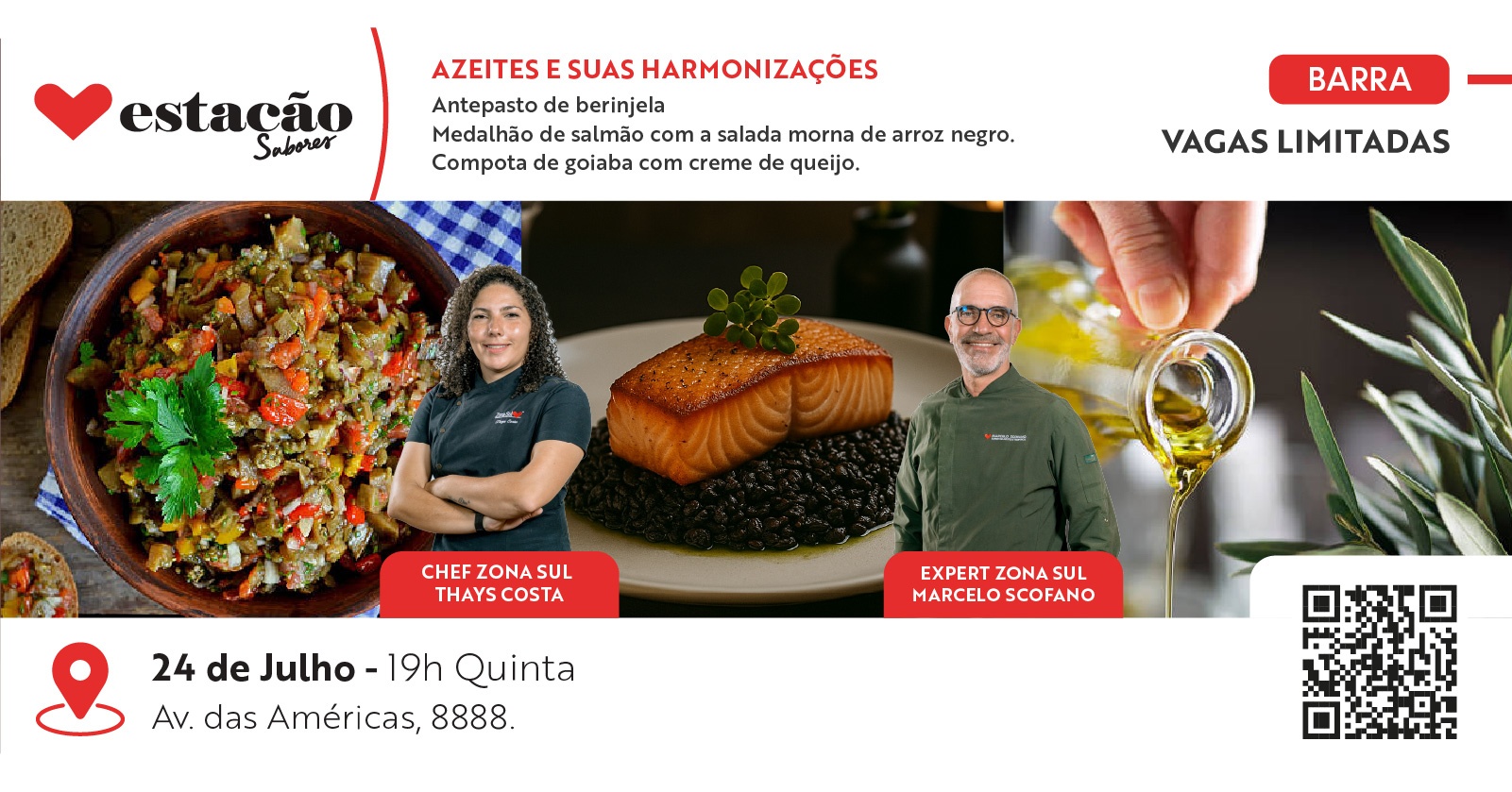Azeites e suas harmonizações - Antepasto de Berinjela, Medalhão de Salmão e Compota de goiaba
