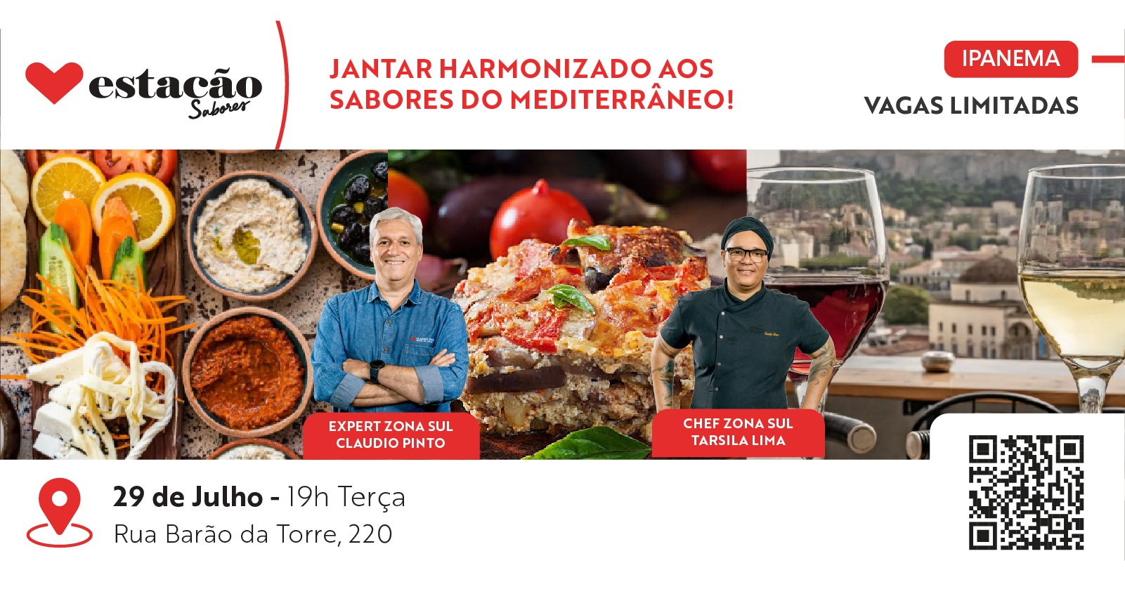 Jantar Harmonizado aos Sabores do Mediterrâneo.