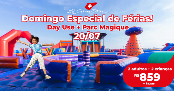 Imagem do evento JULHO - 20/07 DOMINGO ESPECIAL DE FÉRIAS - DAY USE + PARC